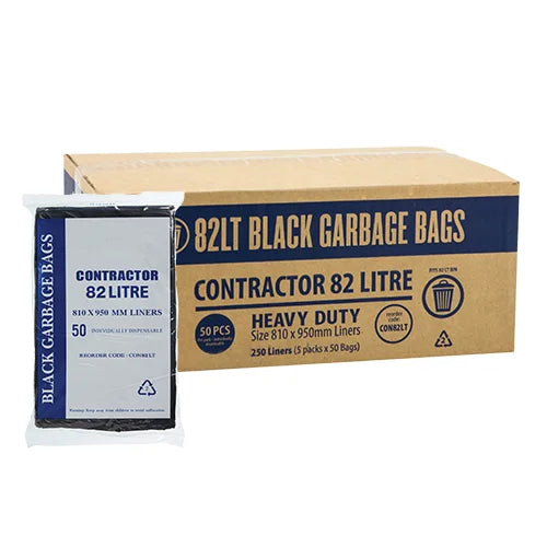 Austar 82L Contractor Black Garbage Bags HD