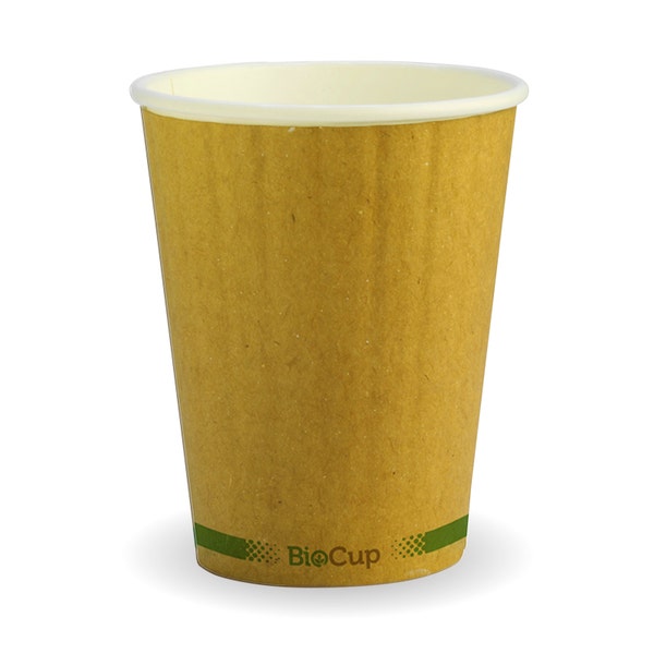 390ml/12oz (90mm) Kraft Green Stripe Double Wall Bio-Cup