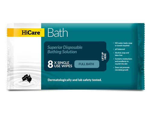 HiCare Bed Bath Wipes - 8 Wipes Per Pack